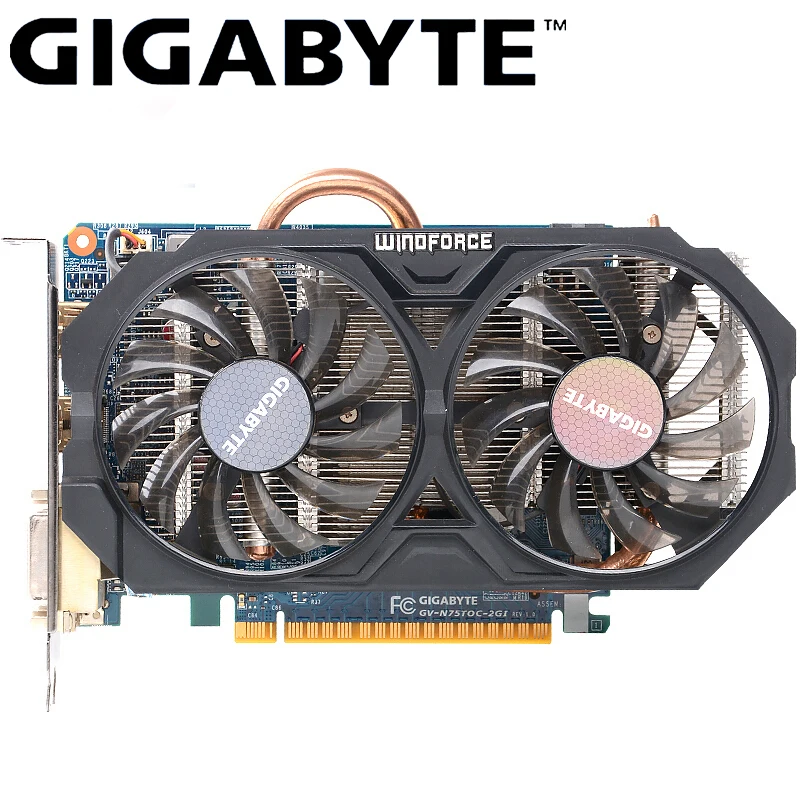 Видеокарта GIGABYTE GTX 750 Ti с WINDFORCE 2X NVIDIA GeForce gtx ti GPU 2 ГБ GDDR5 видеокарта для игровых ПК б/у