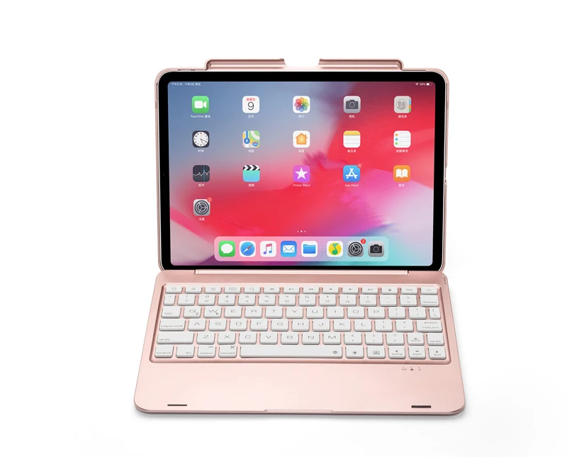 [Новое] Bluetooth клавиатура чехол для Apple iPad Pro 11,", 7-Цвет с подсветкой и жесткий Беспроводной клавиатура с смартфона с держателем для карт