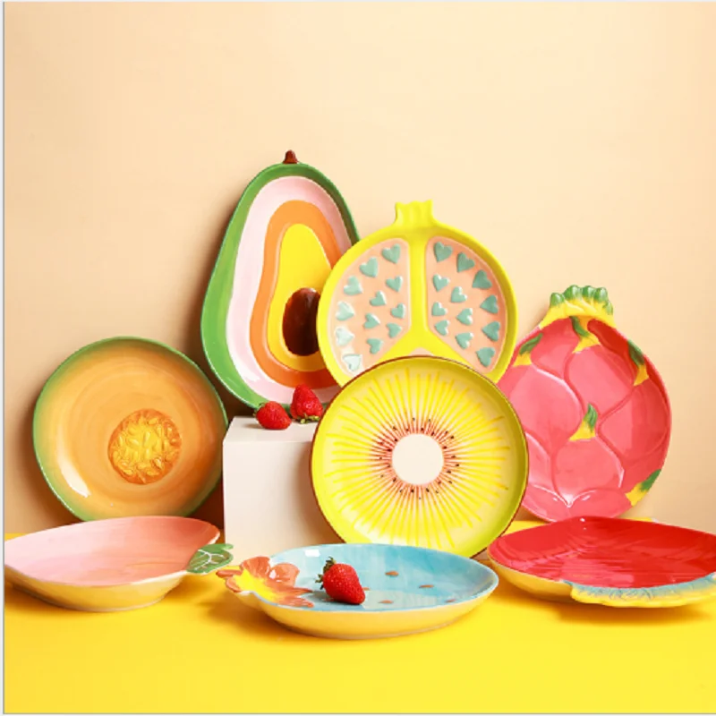 

Керамическая тарелка для салата в форме фруктов, креативная Милая домашняя посуда, тарелки для закуски, непостижимая Номинальная тарелка