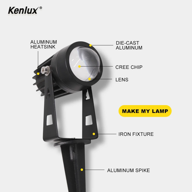 Уличный светодиодный Ландшафтный садовый светильник Kenlux 3 Вт для газона COB