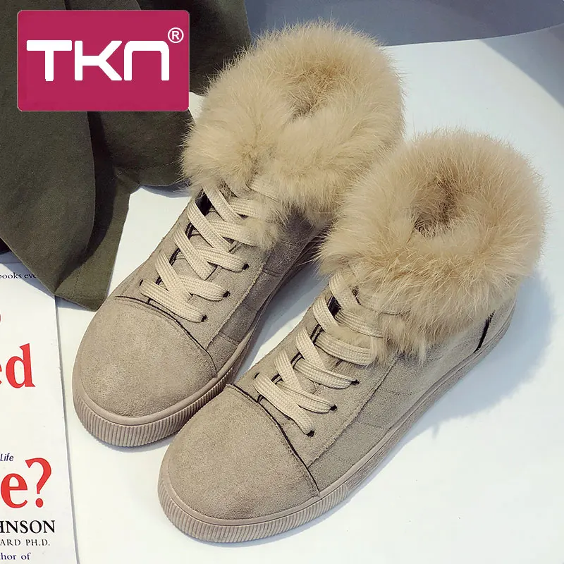 TKN/женские зимние ботинки теплые женские ботильоны на толстой платформе
