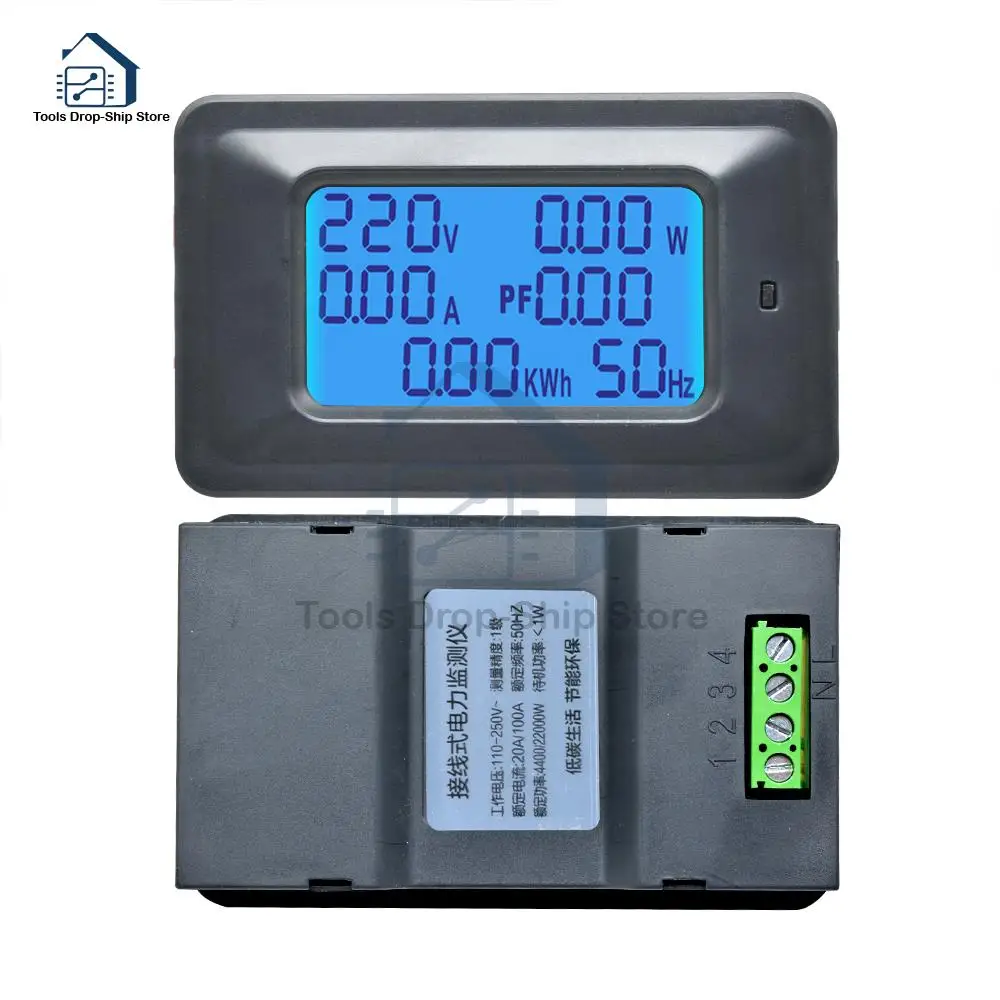 Цифровой индикатор напряжения переменного тока 5 кВт 85 ~ 250 В вольтметр амперметр