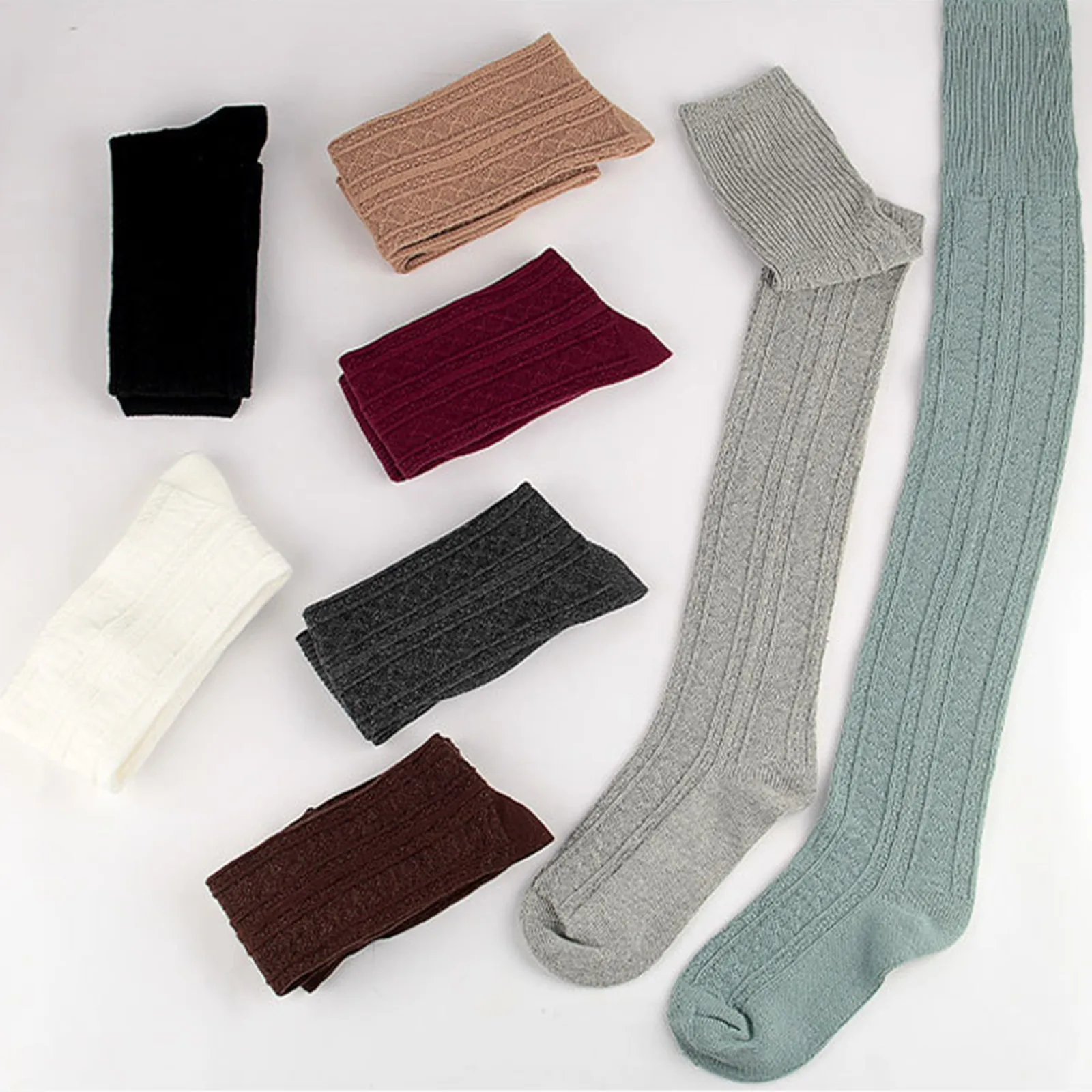 

SAGACE Adult women's knitting twist solid color thermal socks stockings winter new versatile women's socks sokken 2021