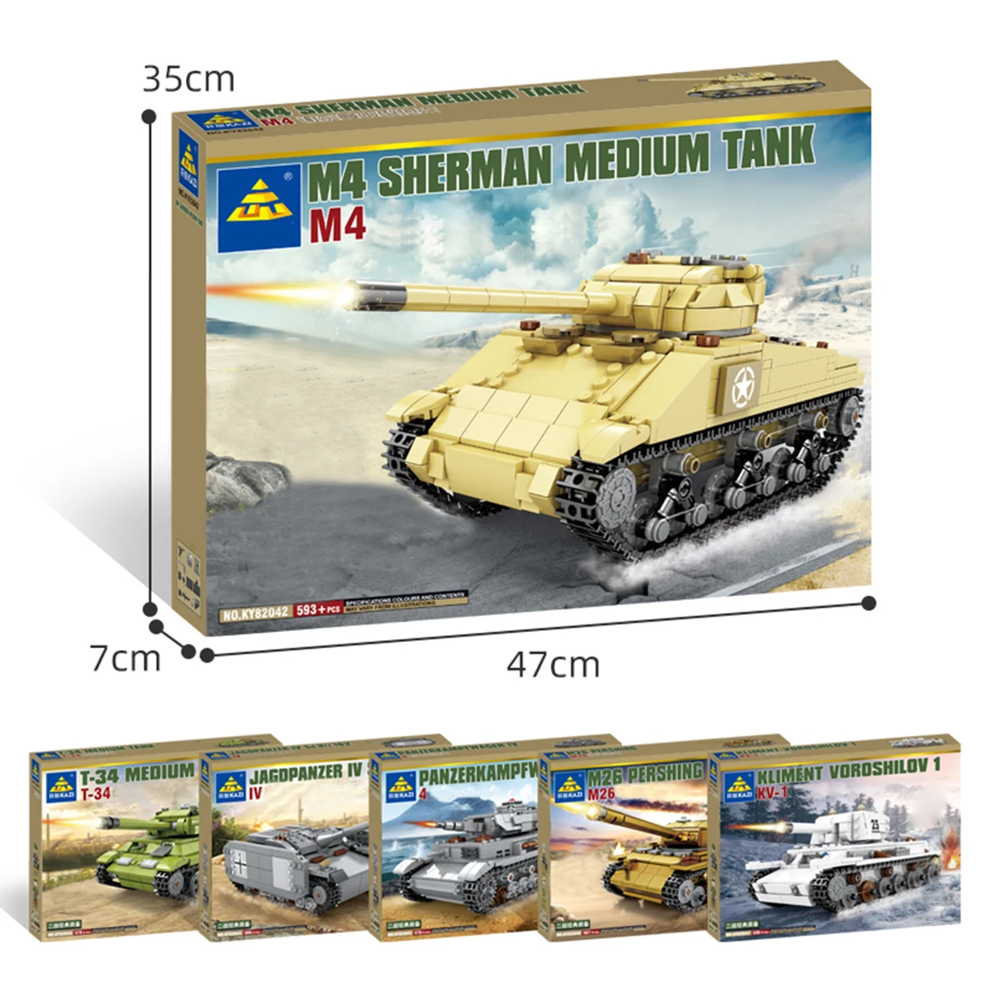 

593Pcs M4 Medium Tank Military Series Building Block Toys For Children Adult Creative Gift