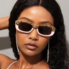 Солнцезащитные очки с леопардовым принтом женские, винтажные прямоугольные роскошные брендовые солнечные очки с маленькой квадратной оправой, чёрные розовые