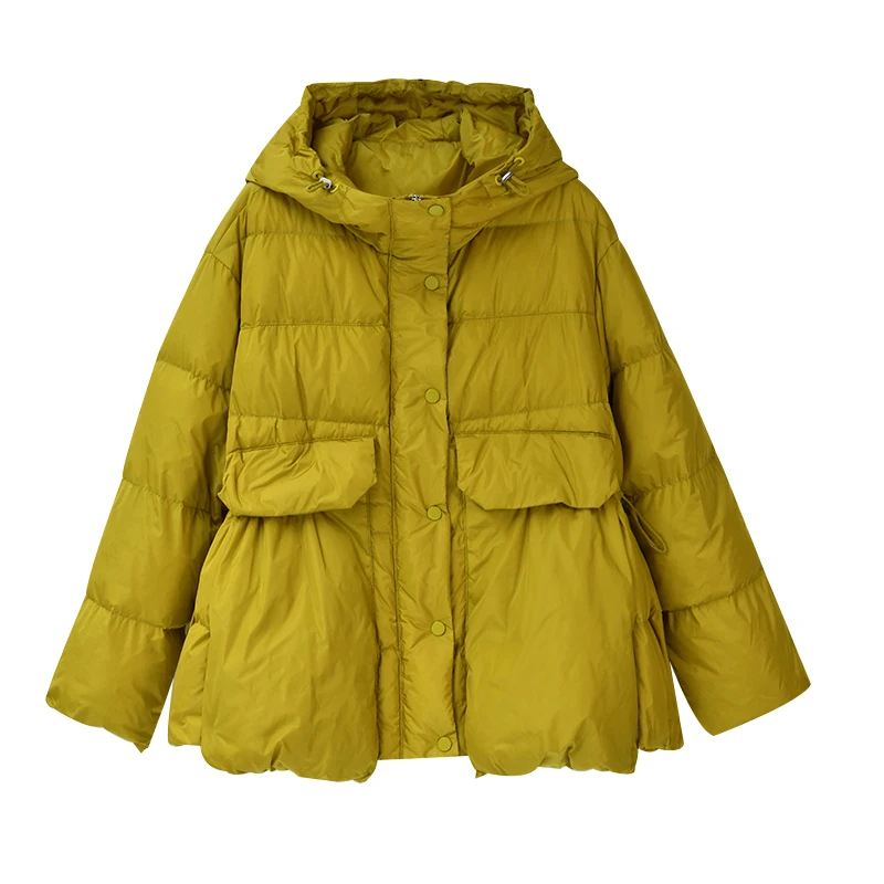 Короткий пуховик MICOCO Y7292C в Корейском стиле с большими карманами и капюшоном