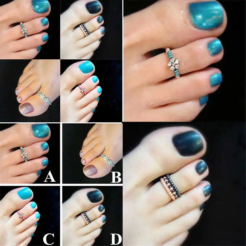 

Женские кольца с открытым носком, винтажные Регулируемые кольца с цветком для ног, модные летние пляжные украшения, аксессуары