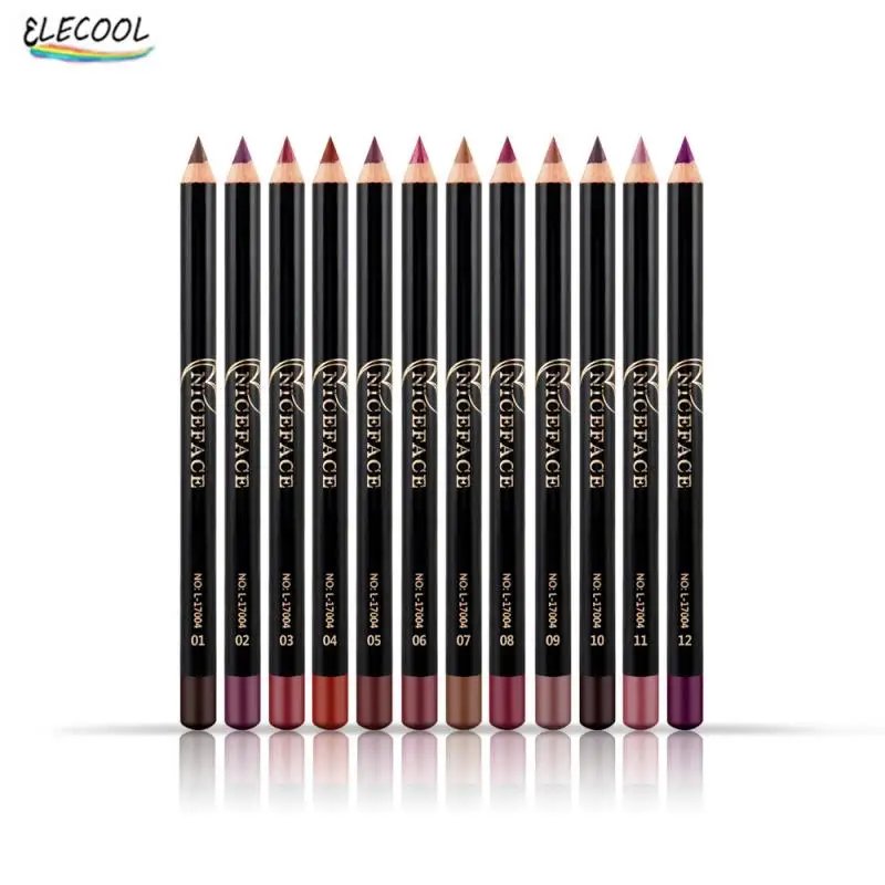 

ELECOOL 12 Color Lip Liner Pencil Nude Matte Lipliner Moisturizing Waterproof Long Lasting Lipstick Liner Makeup Cosmetic Tools