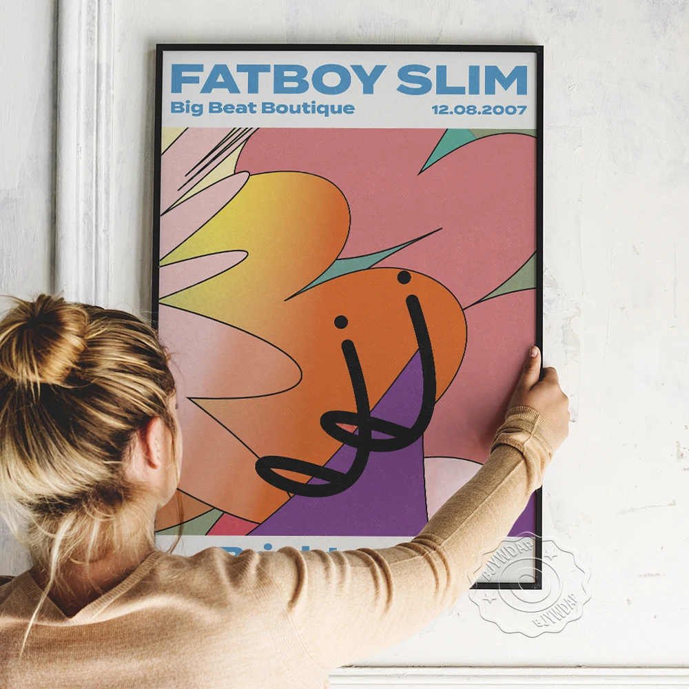 

Fatboy Slim Big Beat Gig Poster, Britain Dj Fans Collect Art Prints, Colored Drawing Abstract Wall Picture Home Boutique Decor