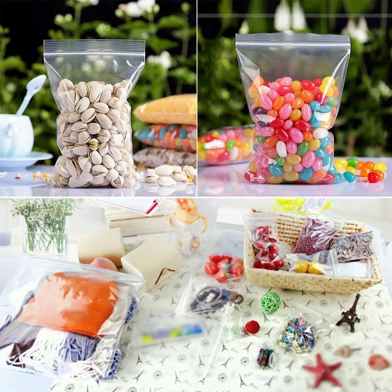 100 шт. многоразовые сумки для хранения с замком молнией органайзер