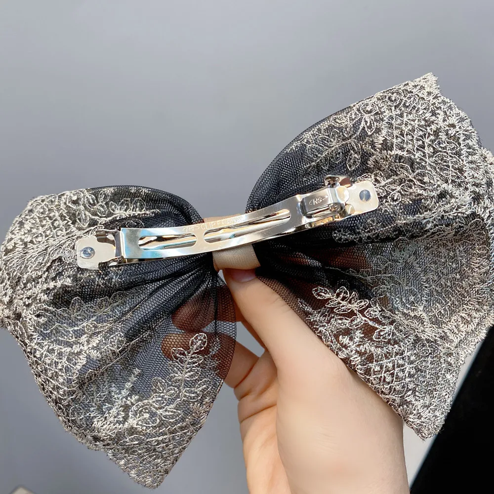 Заколки для волос 1 шт. очень большие кружевные заколки с бантом и сеточкой