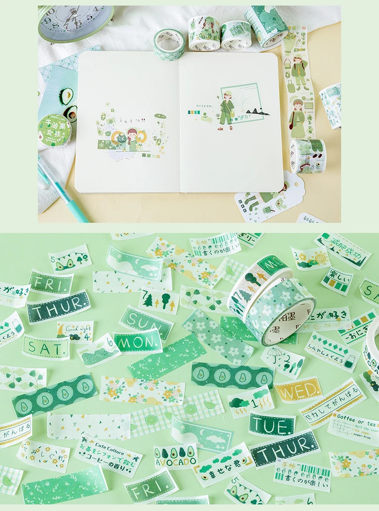 Свежие авокадо для девочек лента для декорации Washi DIY планировщик дневник в стиле Скрапбукинг изоляционная лента героя из мультфильма