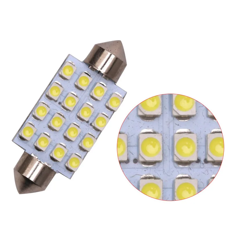 Автомобильный светодиодный двойной острый светильник 16SMD 2835 1210 чтение 31 мм 36 мм/39
