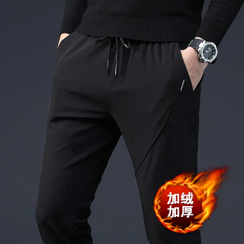 Зимние мужские флисовые штаны высококачественные повседневные уличные брюки
