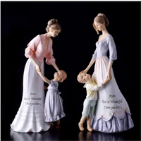character ornaments mother holding child resin figurine girl room decor mom portrait statue home decoration accessories