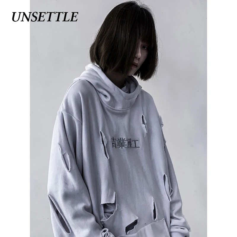 UNSETTLE Harajuku Толстовка Мужская/Женская Хип-Хоп пуловер японские толстовки уличная Свободная Повседневная модная одежда оверсайз