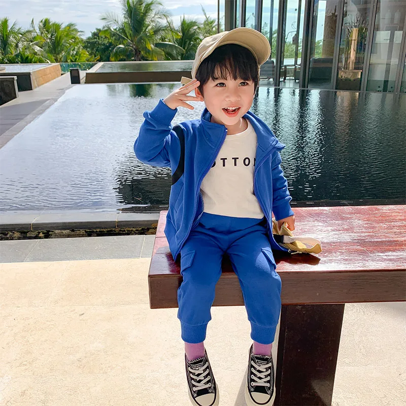 Cute Zipper Spring Summer Kids Clothes Suit Baby Boys Coat + Pants 2pcs/Set Kids Teenage Top Sport Children's Day Gift Formal