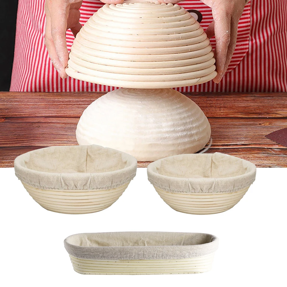 Овальная/круглая корзина для выпечки хлеба с крышкой ферментация ротанговая