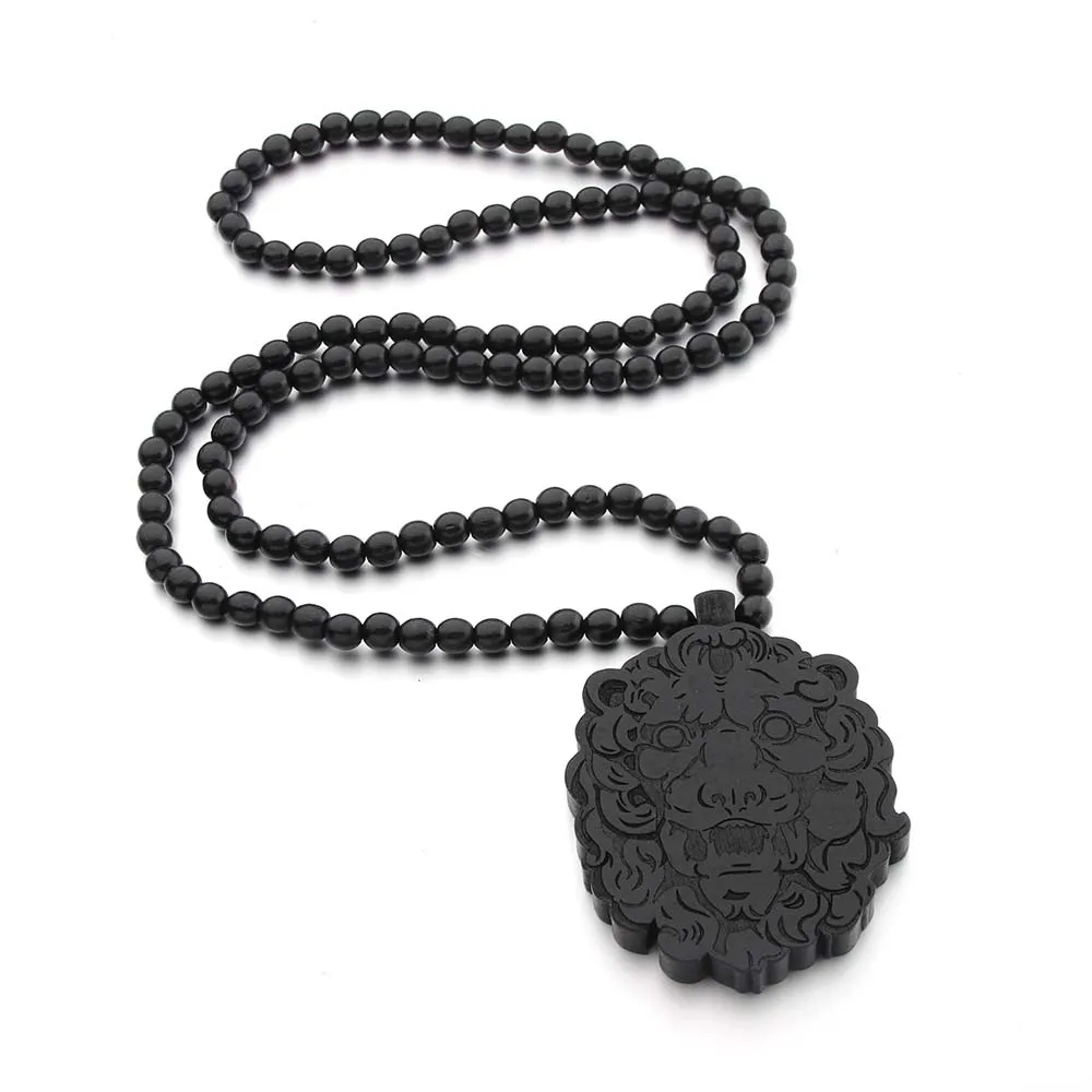 Ожерелье с Львом хорошая подвеска из деревянных бусин деревянные ожерелья