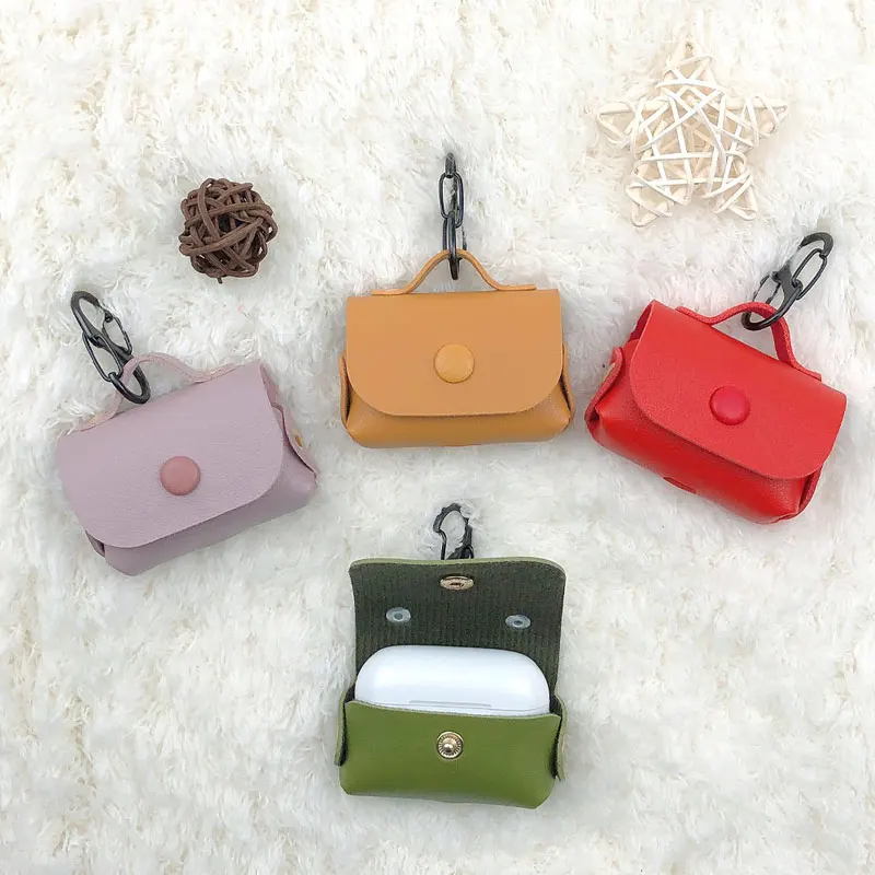 

PU Leather Earphone Case For Apple Air Pods Pro Protective Cover For Apple AirPods Pro Headset Storage Bag with Anti Hook