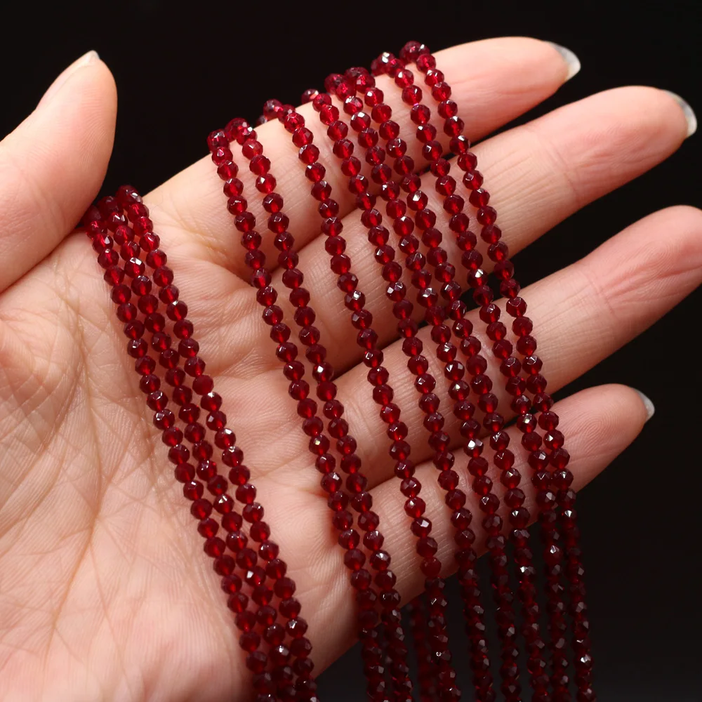 

Red Wine Beads Natural Semi-precious Stones Spinel 3mm Small Round Bead for Men Girl Women Jewelry Making DIY Bracele Necklace