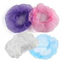 100pcs shower cap hair nets beauty salon head cover hats mop hygiene plastic and thick non woven protection mushroom cap
