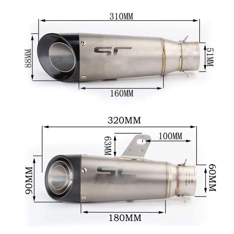 51 мм 60 Escape Moto выхлопная труба мотоциклетная универсальная для SC Laser r1 aerox 155 nmax ybr 125