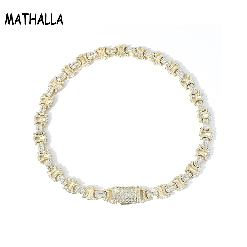 MATHALLA 13mm Pavé Cubic Zircon Necklace Iced CZ Bowknot Shaped Cuban Chain Necklace Hip Hop Women's Jewelry Gift