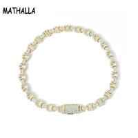 mathalla 13mm pav%c3%a9 cubic zircon necklace iced cz bowknot shaped cuban chain necklace hip hop womens jewelry gift