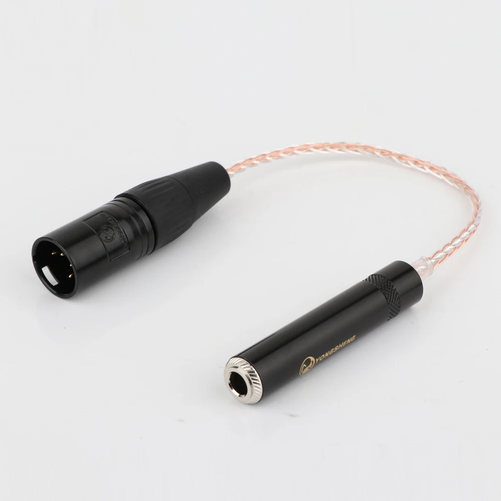 

hifi 8 cores Single Crystal Copper 4-Pin XLR Male Balanced to 6.35mm 1/4 Female Audio Adapter Cable