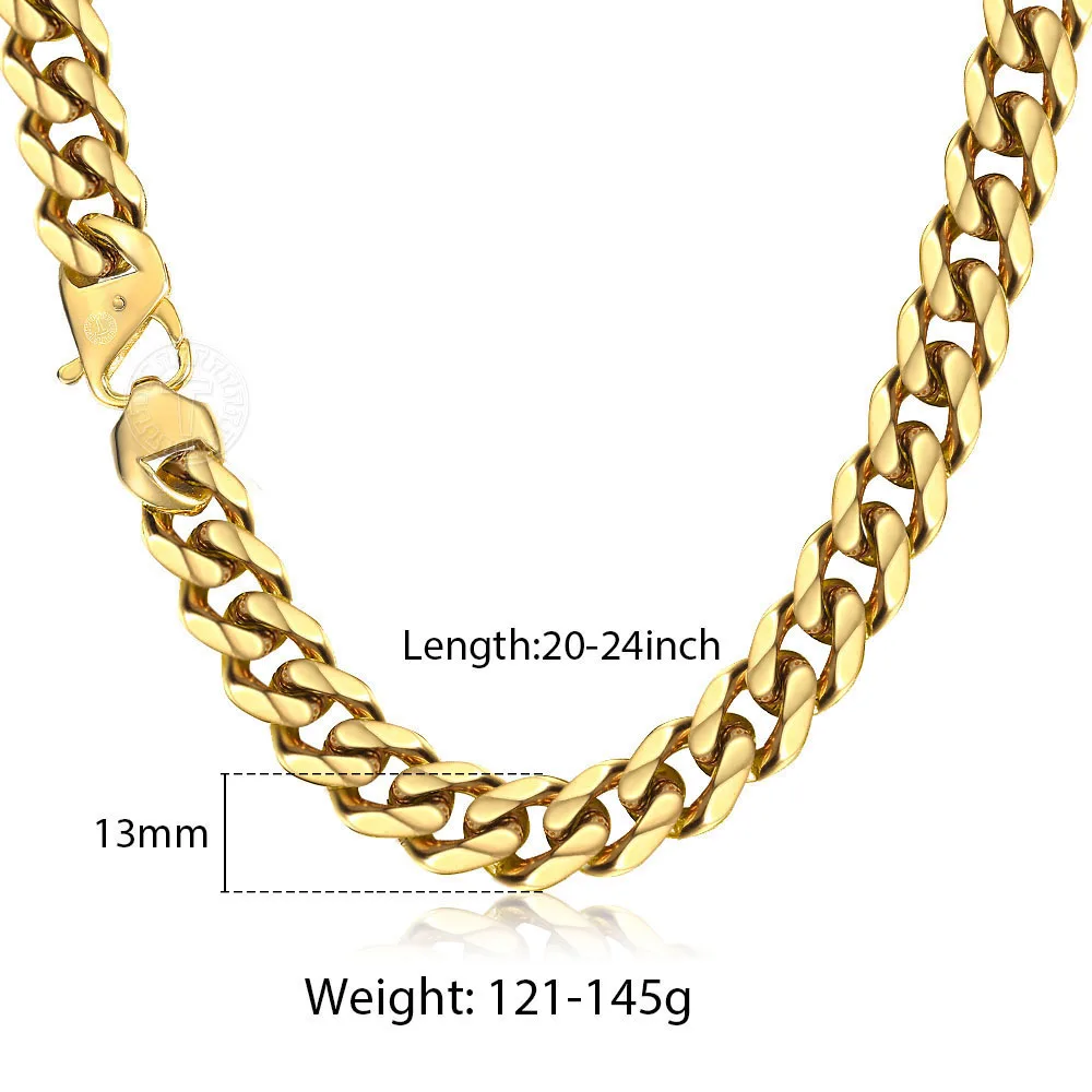 Тяжелое Ожерелье Davieslee для мужчин с золотым покрытием из нержавеющей стали 316L
