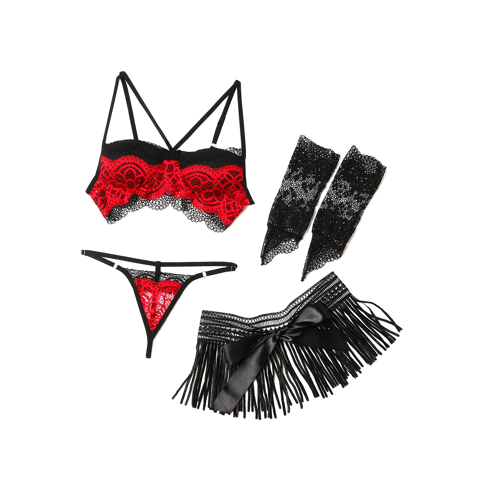 

2020 Women New Lingerie Set Tassel Embroidery Froal Lace Bra + Waistband + Panty Three-piece Exotic Sets Honeymoon Underwear