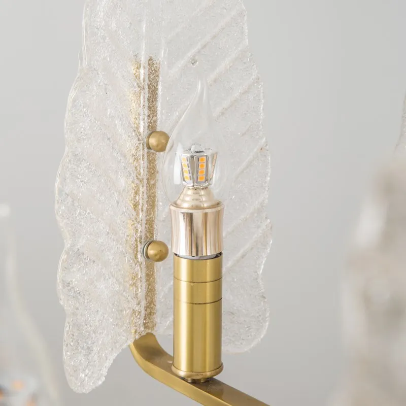 Винтажная люстра из латуни со светодиодным стеклянным листом повседневное