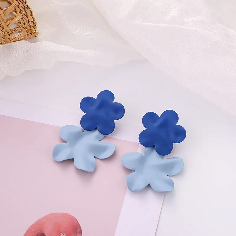 

2021 Trend Jewelry Korean Fashion Summer Fall Big Flower Earrings for Women Stud Clip on Earrings Gift Drop Women's Earrings