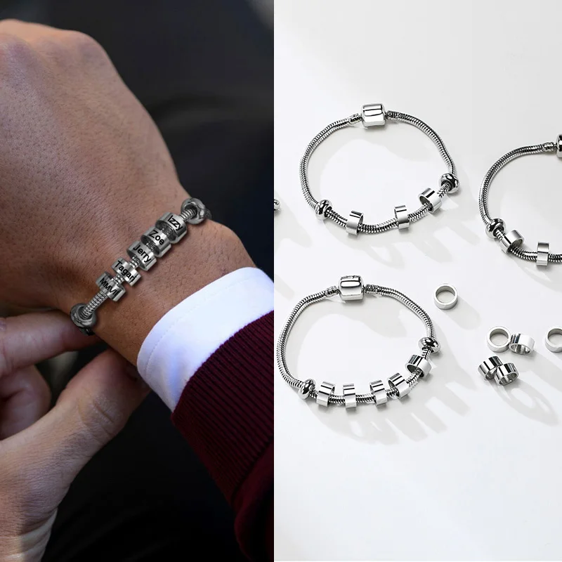 

Браслет мужской из нержавеющей стали, с гравировкой имени семьи