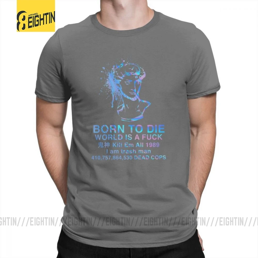 Vaporwave, футболки, Born to Die, футболки, большой размер, хлопок, мужские футболки с круглым воротником, графические, короткий рукав, стильные, уникальные - Цвет: Темно-серый