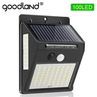 Goodland наружный светильник ing 100 светодиодный настенный светильник на солнечной батарее водонепроницаемый уличный светодиодный светильник с датчиком движения PIR наружный светильник для улицы