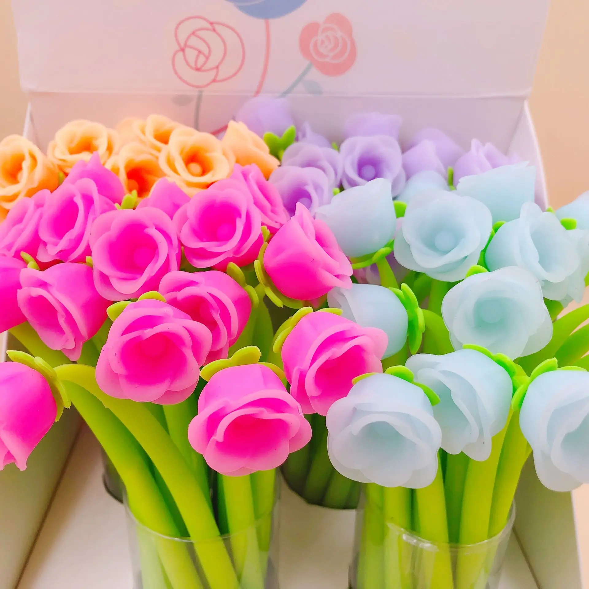 72 шт./лот креативные Канцтовары гелевая ручка с розовым цветком полностью