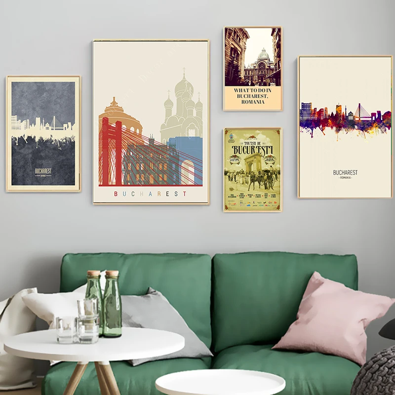 Бухарест Румынская столица Joy винтажный постер для путешествий Картина на холсте