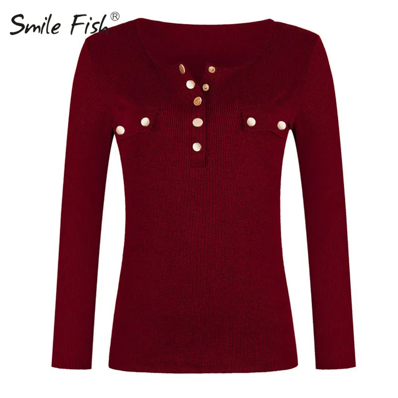 Женская Облегающая рубашка с круглым вырезом эластичная трикотажная Базовая