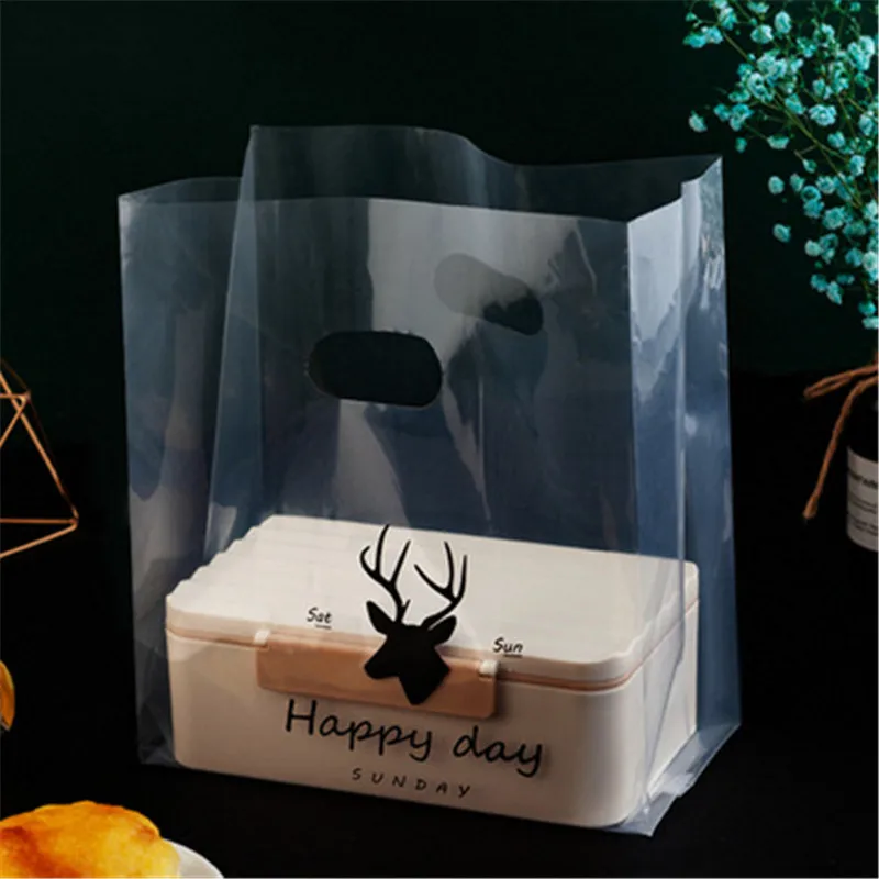 50 шт прозрачный напечатанный выпечки Портативный Пластик салат десерт хлеб торт