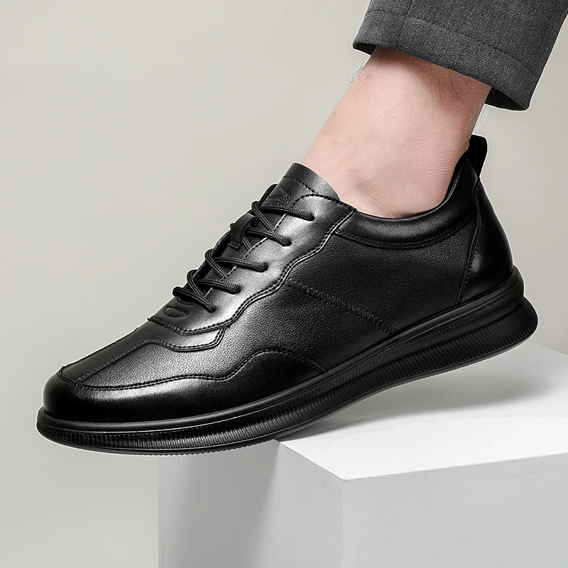 Мужская повседневная обувь из натуральной кожи на шнуровке Роскошные Мужские