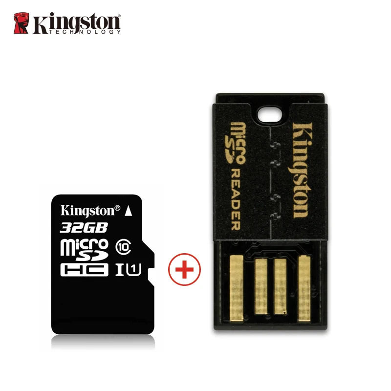 Карта памяти kingston, 8 ГБ, 16 ГБ, 32 ГБ, 128 ГБ, 64 ГБ, Micro sd карта, класс 10, флэш-карта памяти, Microsd TF/sd карта, адаптер/кардридер - Емкость: 32GB Card reader