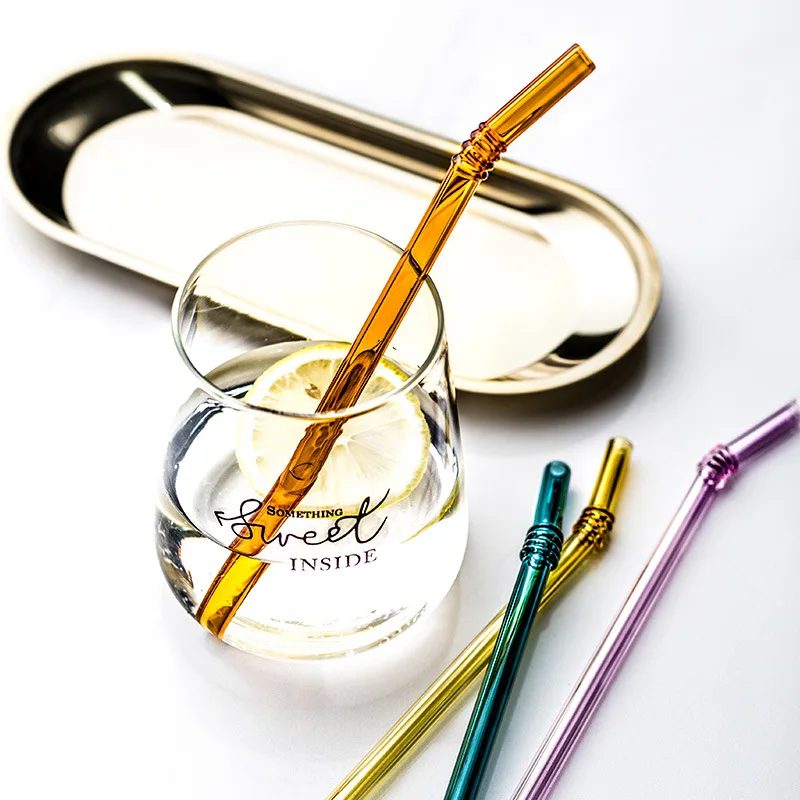 Креативные цветные прозрачные стеклянные соломенные принадлежности соломенная