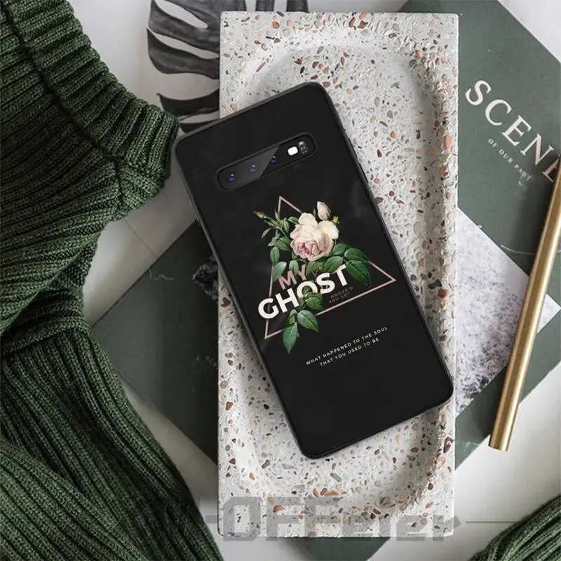 Чехол для мобильного телефона Text flower для Samsung S8 Plus S9 S10 plus S10E lite S10-5G S20 UITRA, цвет черный.