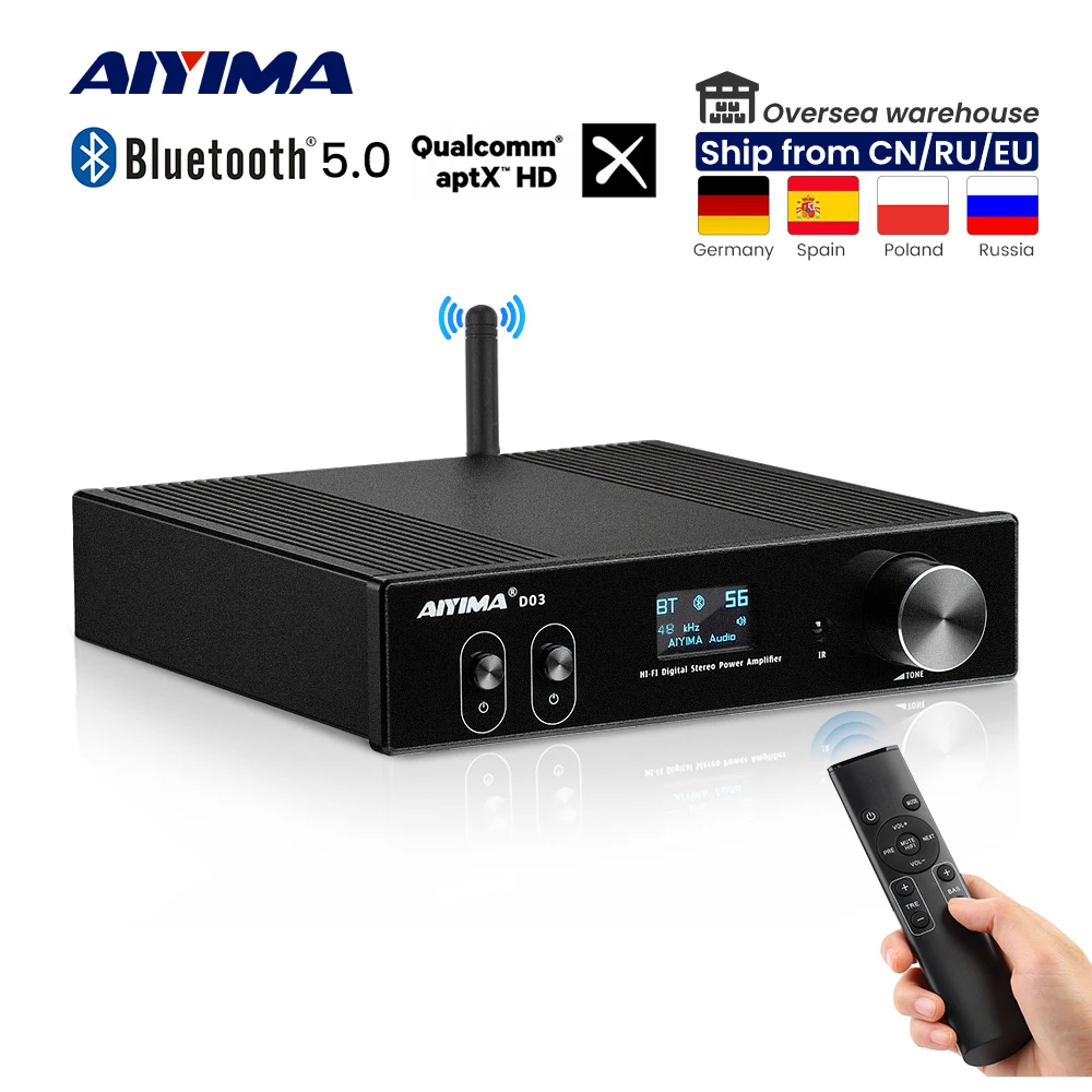 AIYIMA APTX Bluetooth Amplifier HiFi Stereo Sound Amplificador 150Wx2 Subwoofer Amplifiers USB DAC OLED AMP DIY 2.1 Home Theater