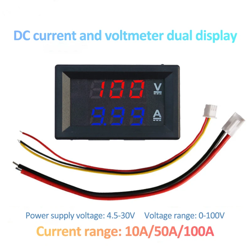 

DC0-100V/10A 50A 100A цифровой вольтметр Амперметр Мощность двухдисплейныйй измерительный прибор светодиодный Дисплей DC Amp Вольт Метр Напряжение Из...