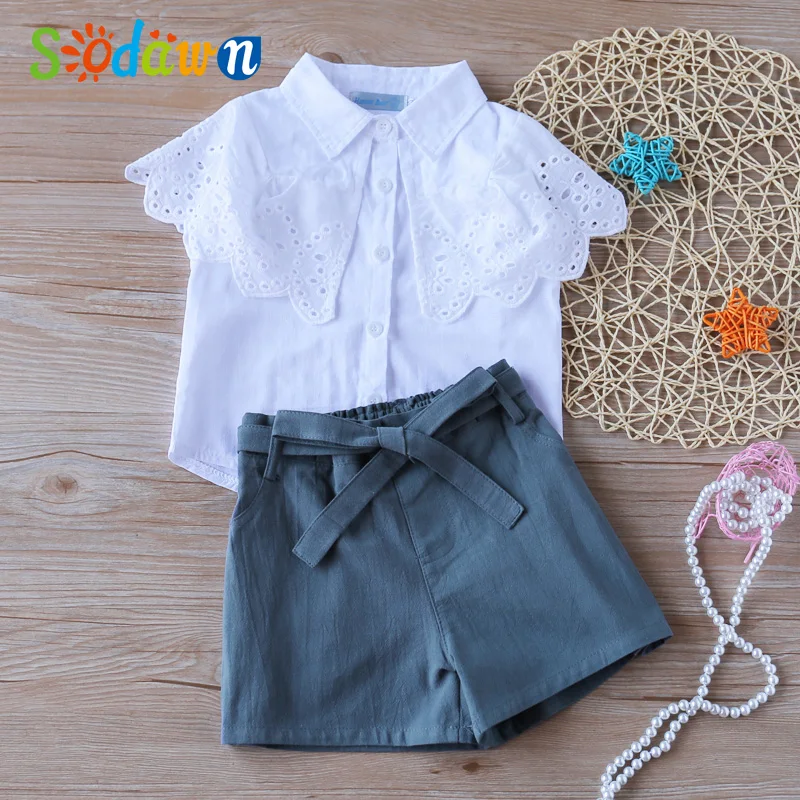 Комплект летней детской одежды Sodawn для девочек топ без рукавов и штаны брендовая