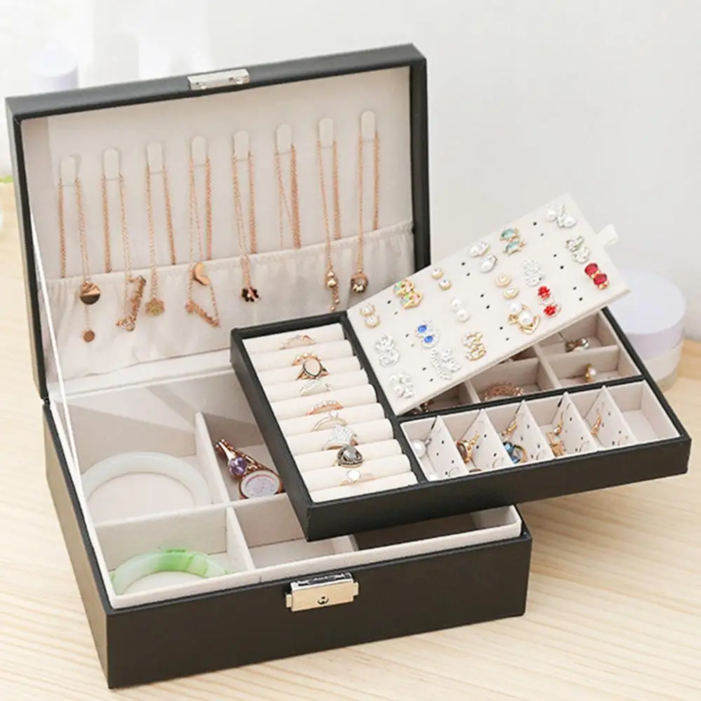 

40%HOT Women Travel Jewelry Organizer Multifunction Necklace Earring Ring Storage Box