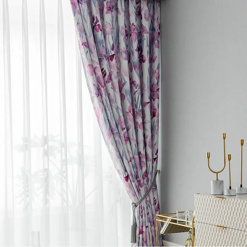 Современные красные зеленые цветочные затемненные шторы BIGMUM для гостиной